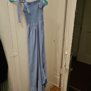 Long Blue Dress With Tie Straps